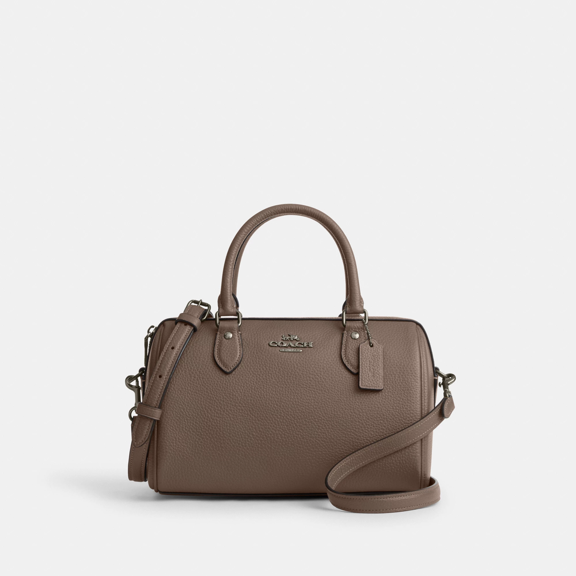 COACH®,Rowan Satchel Bag,Satchel,Logo,Casual,Work,Brown,Front View