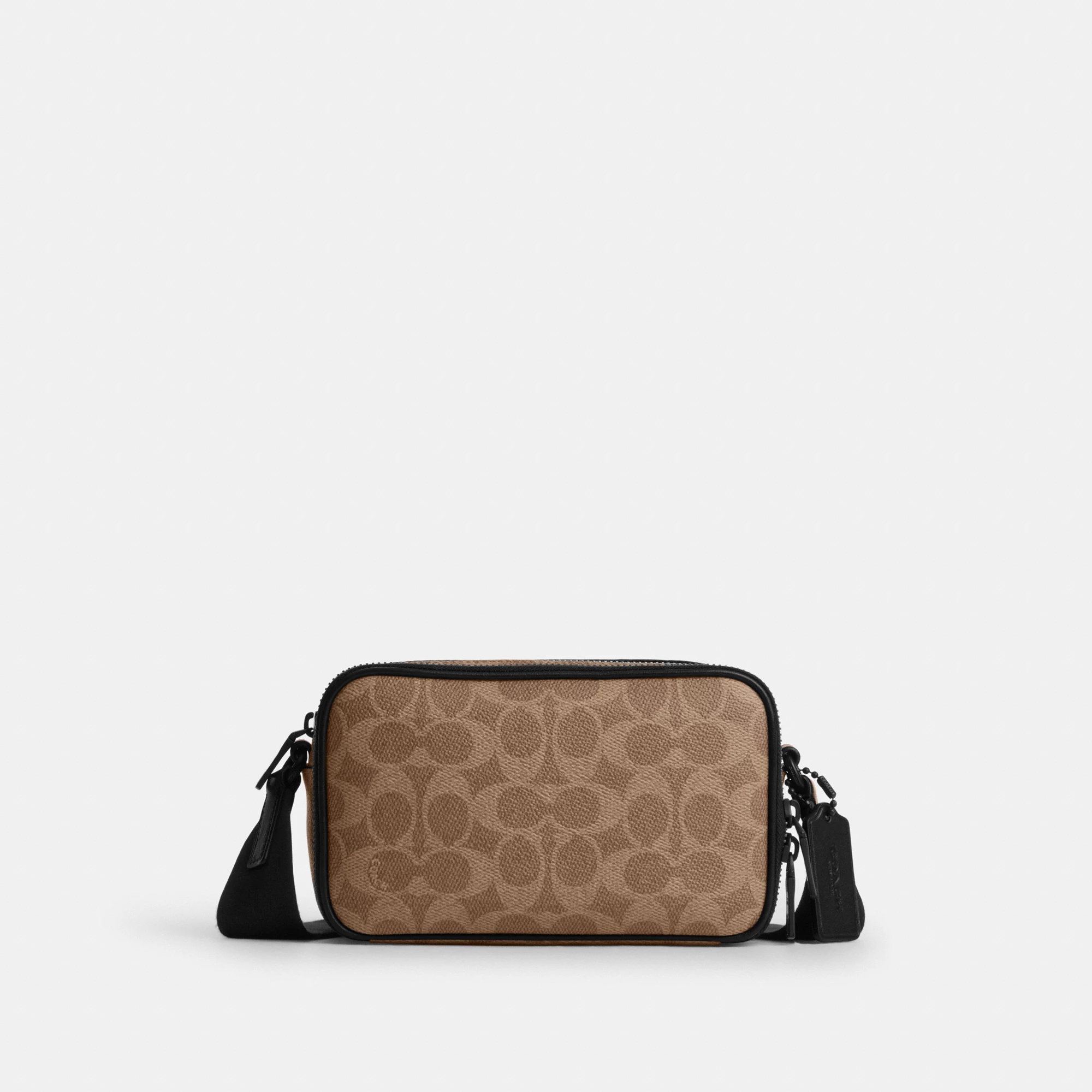 COACH®,Colton Crossbody Bag 19 In Signature Canvas,Canvas,Recycled Polyester,Polyester,Leather,Crossbody,Adjustable,Casual,Brown,Front View