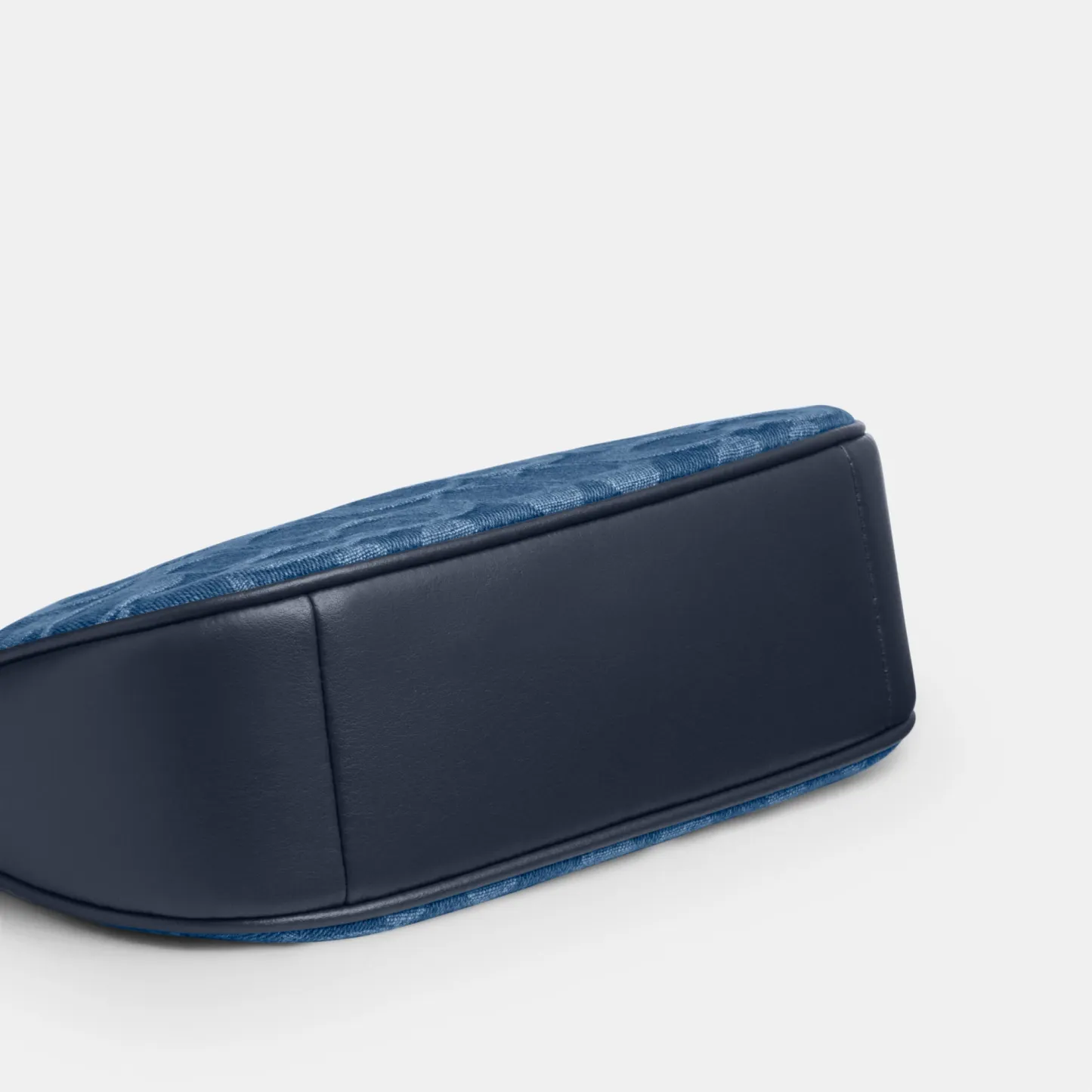 COACH®,Teri Mini Crossbody Bag In Signature Denim,Cotton,Denim,Leather,Shoulder Bag,Metal,Logo,Casual,Navy,Outsole View