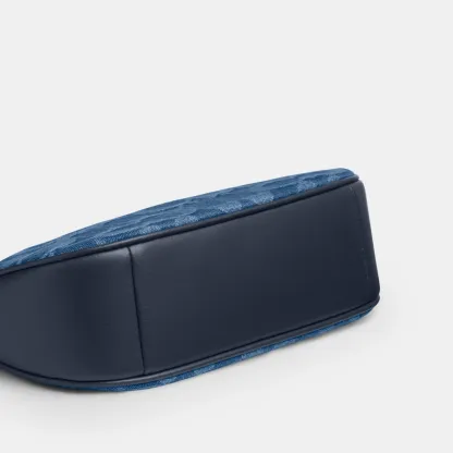 COACH®,Teri Mini Crossbody Bag In Signature Denim,Cotton,Denim,Leather,Shoulder Bag,Metal,Logo,Casual,Navy,Outsole View