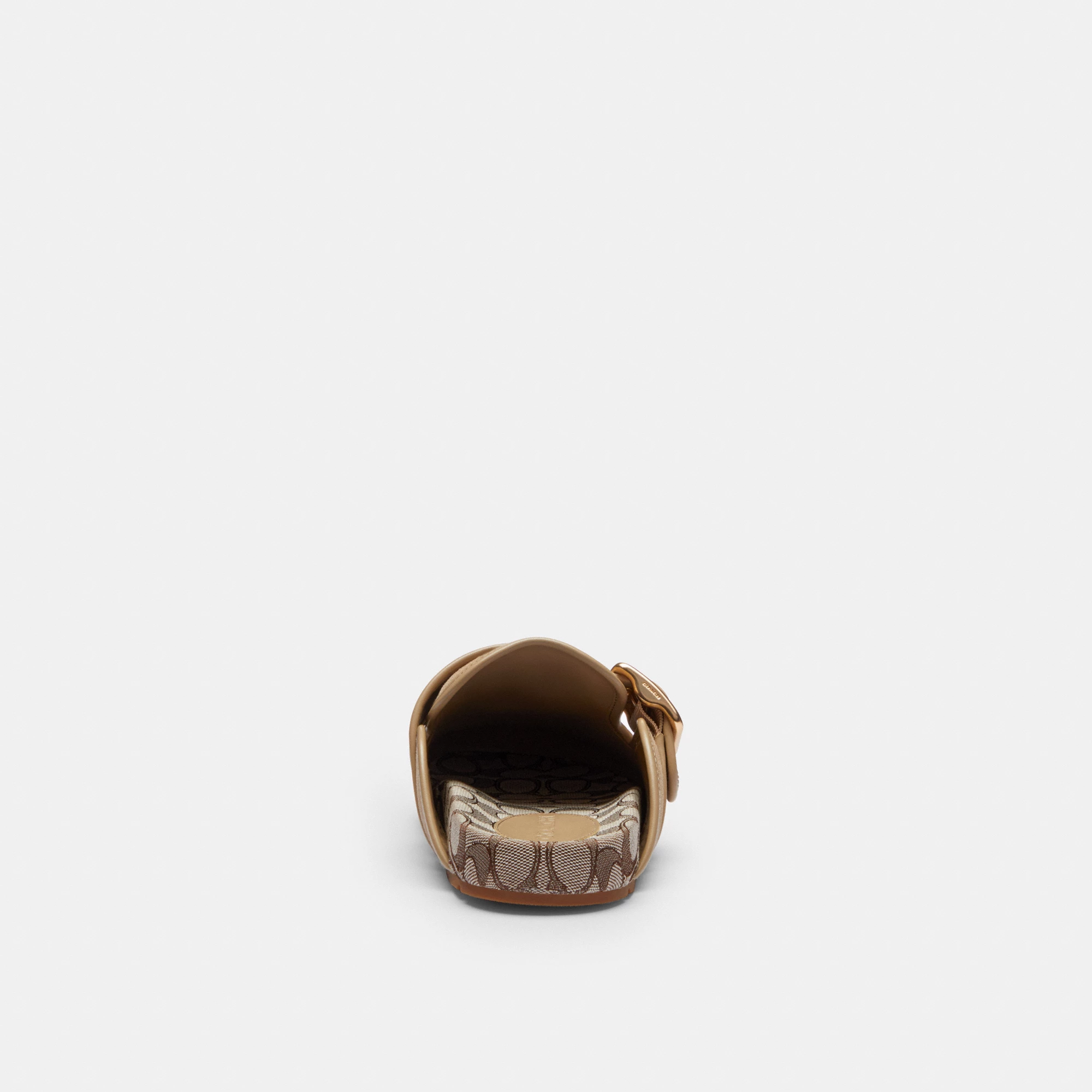 COACH®,Archival Buckle Clog,Rubber,Suede,Clogs,Fabric,Word Embellishment,Logo,Padded Insole,Sustainable,Traction,Cushioned...,Beige,Alternate View