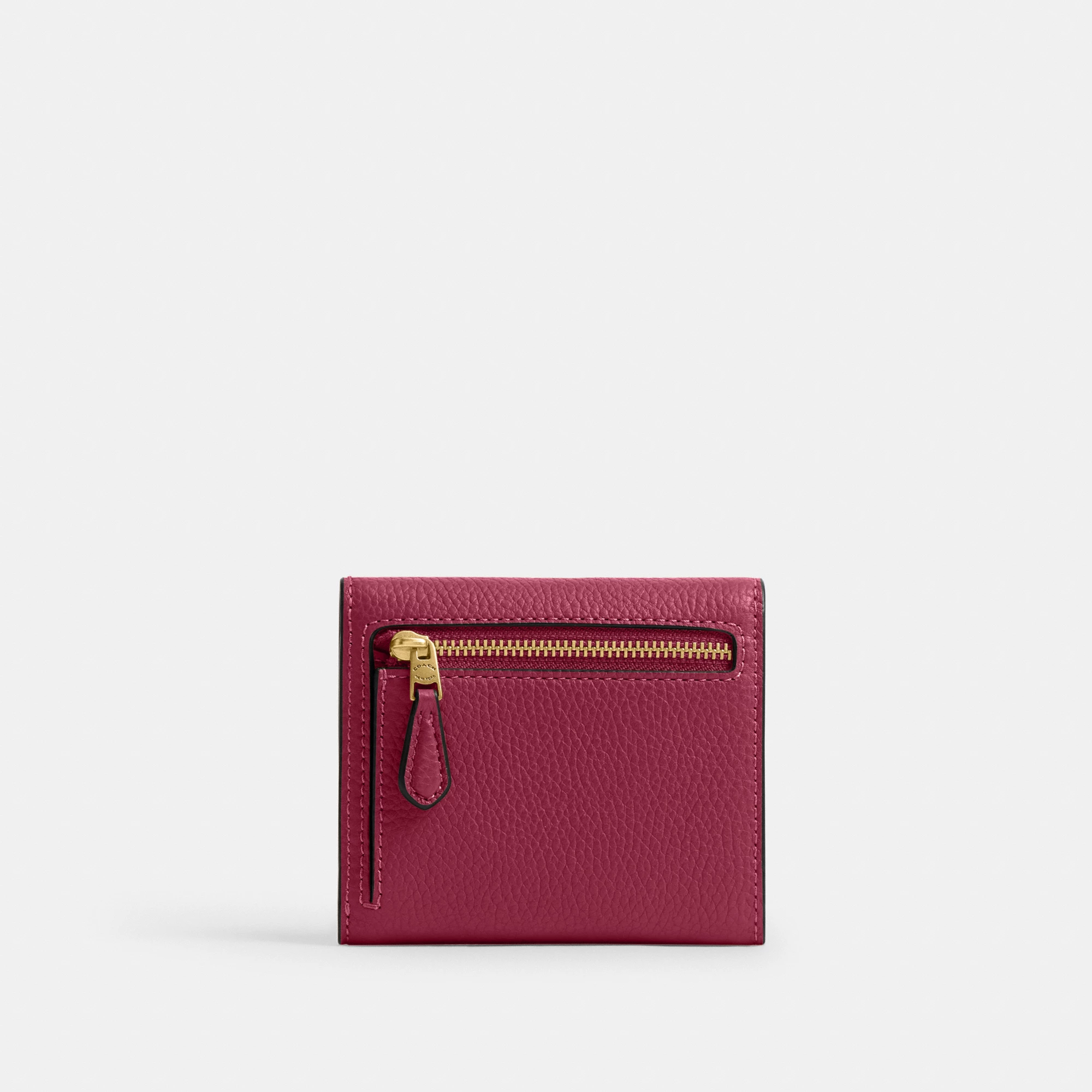 COACH®,Mila Small Flap Wallet,Leather,Tri Fold,Logo,Metal,Casual,,Back View