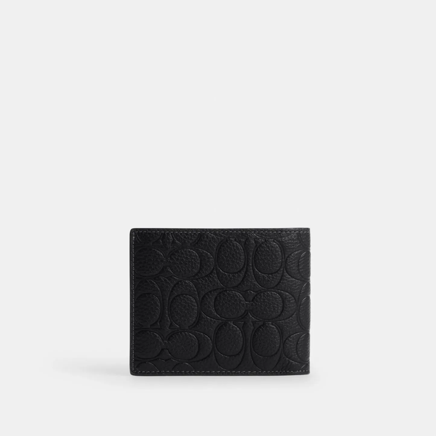COACH®,3-In-1 Wallet In Signature Leather,Leather,Passcase Wallet,Embossed,Casual,Black,Back View