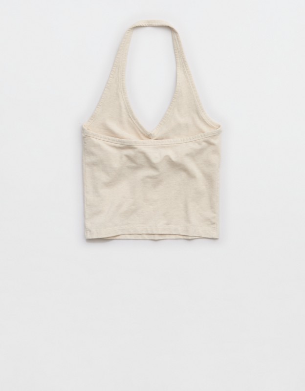 OFFLINE By Aerie OG Cotton Halter Tank Top - Heather Frost