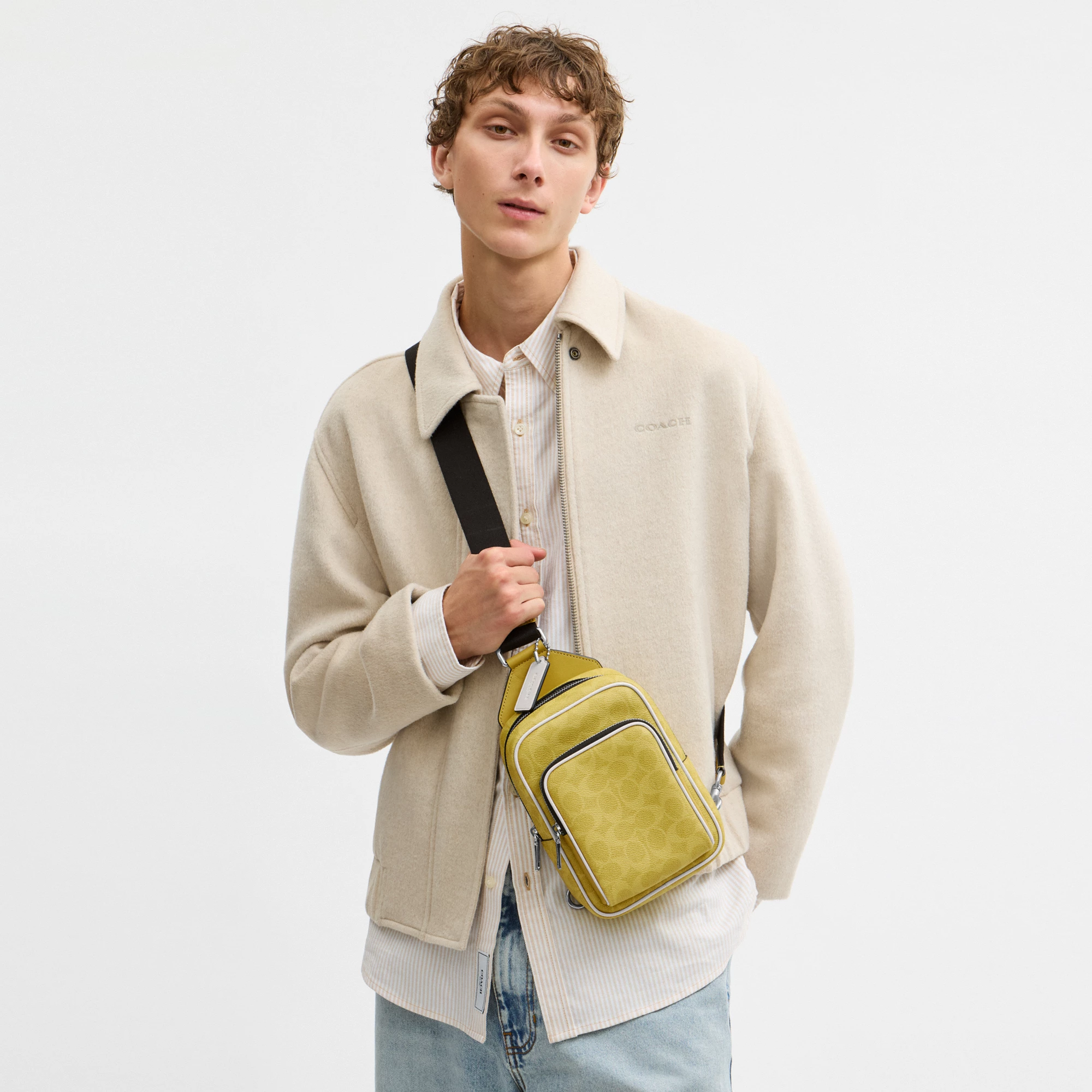 COACH®,Racer Sling Pack In Signature Canvas,,Detail View