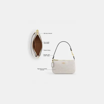 COACH®,Nolita 19 In Signature Canvas,Canvas,Shoulder Bag,Metal,Casual,White