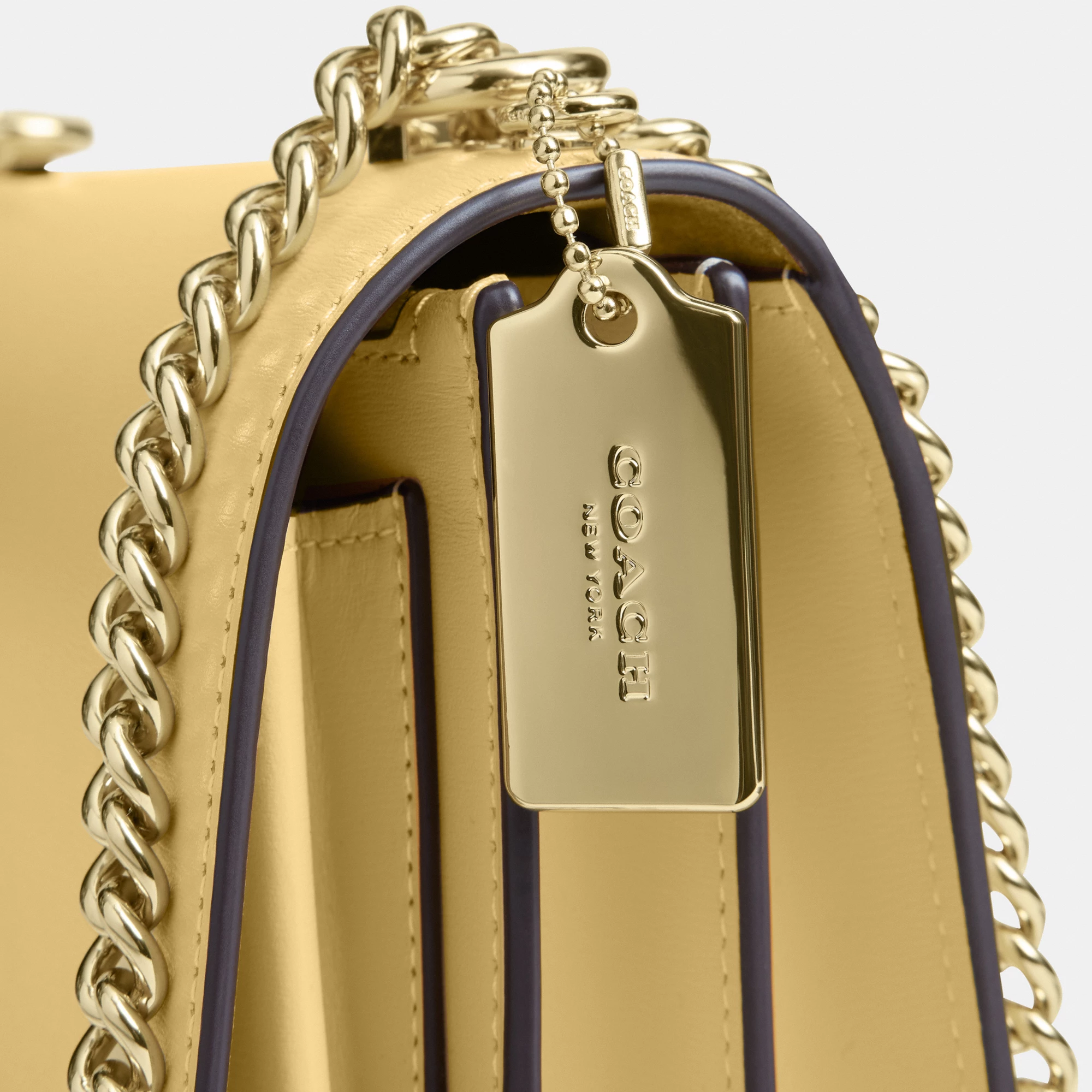 COACH®,Klare Crossbody Bag,Calfskin Leather,Leather,Crossbody,Metal,Logo,Luggage Tag,Adjustable,Lined,Compact,Gold Metal,D...,Gold,Closer View