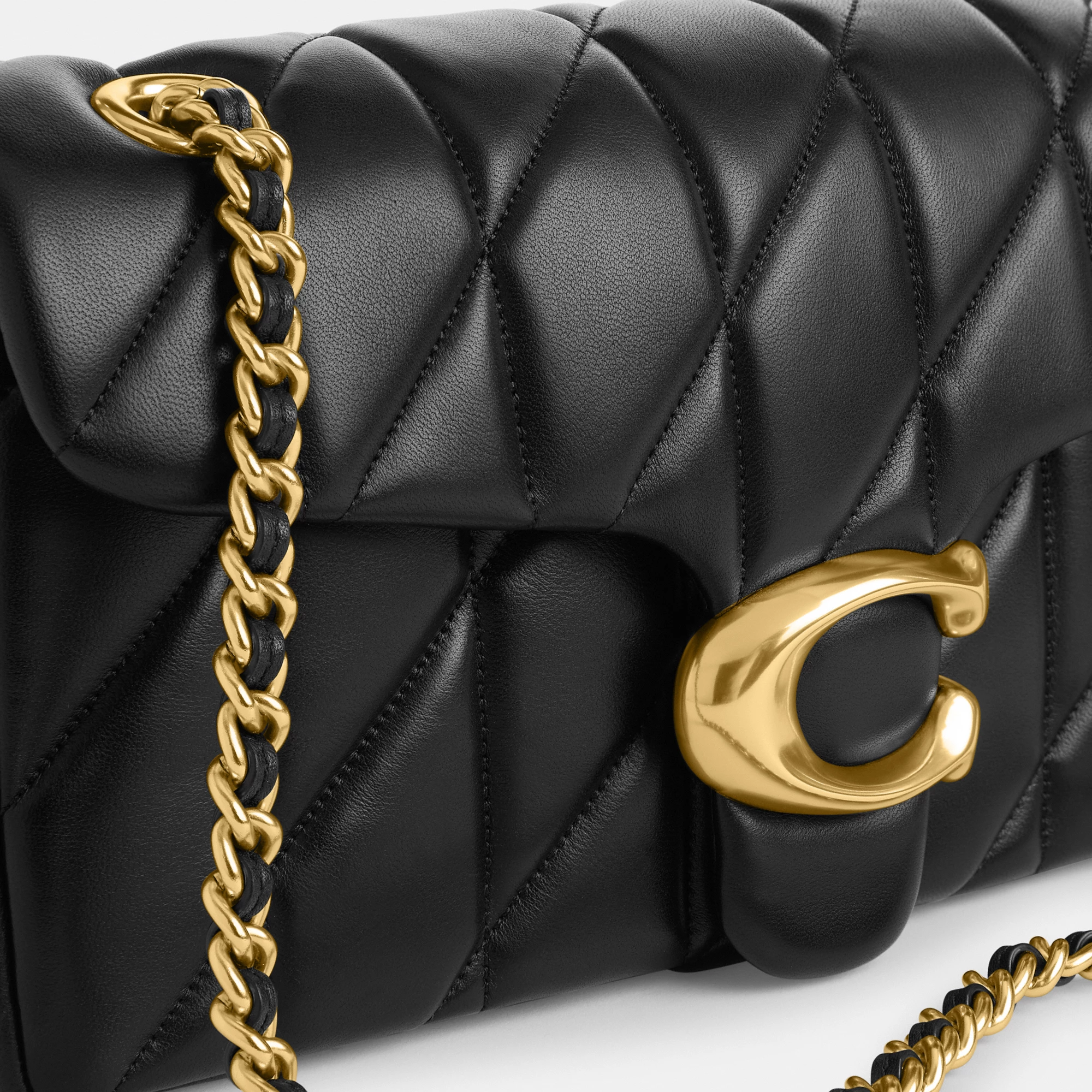 COACH®,Tabby Shoulder Bag 26 With Pillow Quilting,Leather,Shoulder Bag,Metal,Logo,Shoulder Guard,Silver Metal,Day Party,Black,Closer View