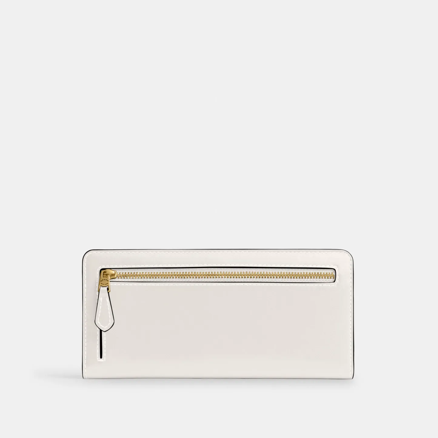 COACH®,Essential Slim Wallet,Leather,Continental,Bi Fold,Logo,Metal,Casual,White,Back View