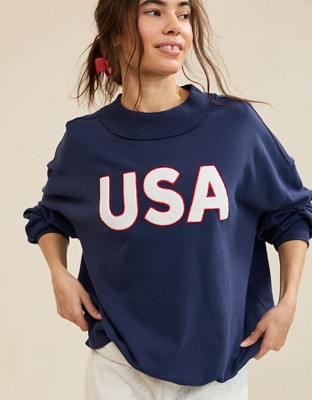 Aerie Alumni Mockneck Sweatshirt - Navy