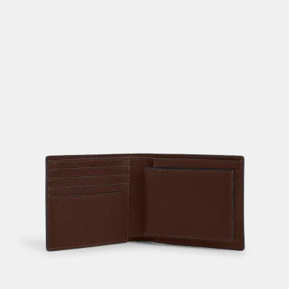 COACH®,3-In-1 Wallet,Leather,Bi Fold,Casual, Father's Day,,Inside View,Top View