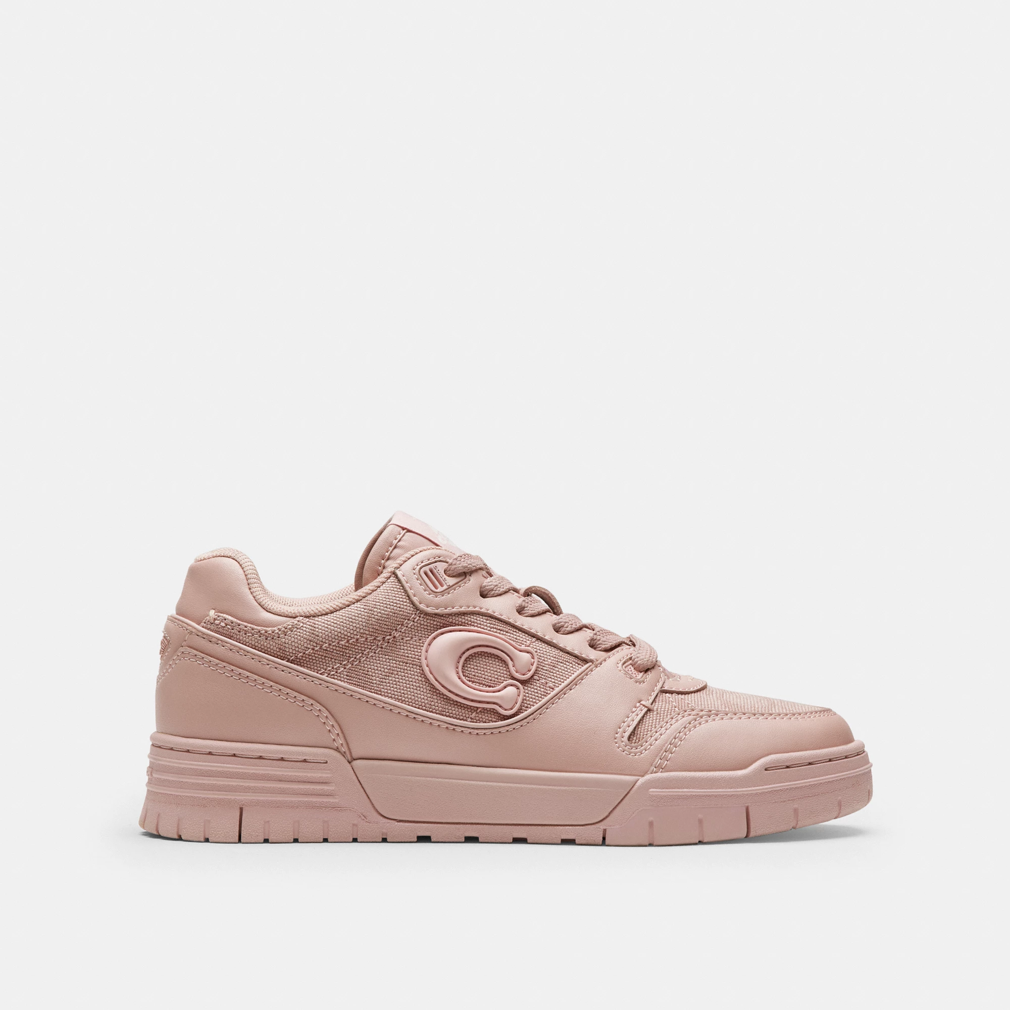 COACH®,Soho Sneaker With Signature Jacquard Canvas,Rubber,Cotton,Recycled Polyester,Polyester,Leather,EVA,Casual,Low Top,F...,Blush,Angle View
