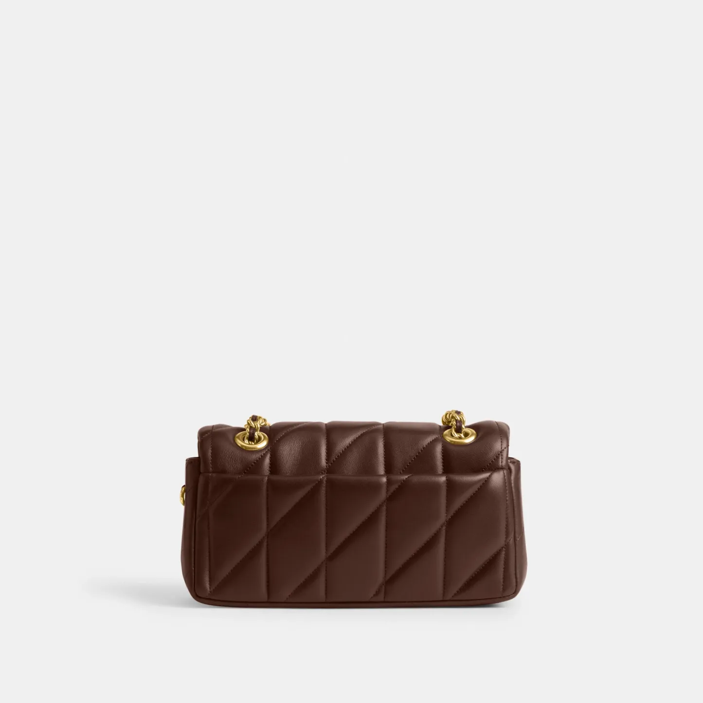 COACH®,Tabby Shoulder Bag 20 With Pillow Quilting,Leather,Shoulder Bag,Chain Detail,Embossed,Logo,Metal,Gold Metal,Day Party,Brown,Back View