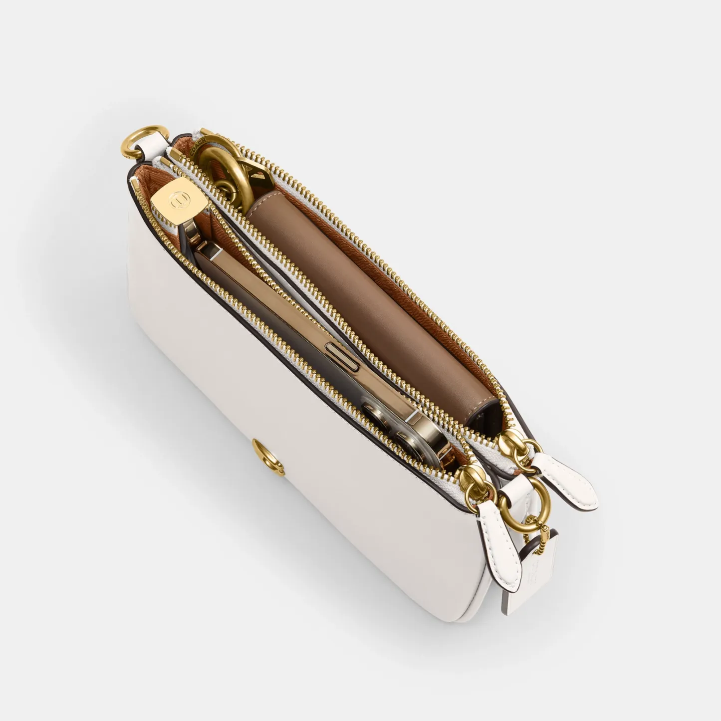 COACH®,Audrey Crossbody Bag,Recycled Polyester,Leather,Lining Recycled Polyester,Shoulder Bag,Metal Material,Metal,Pendant...,White,Inside View,Top View