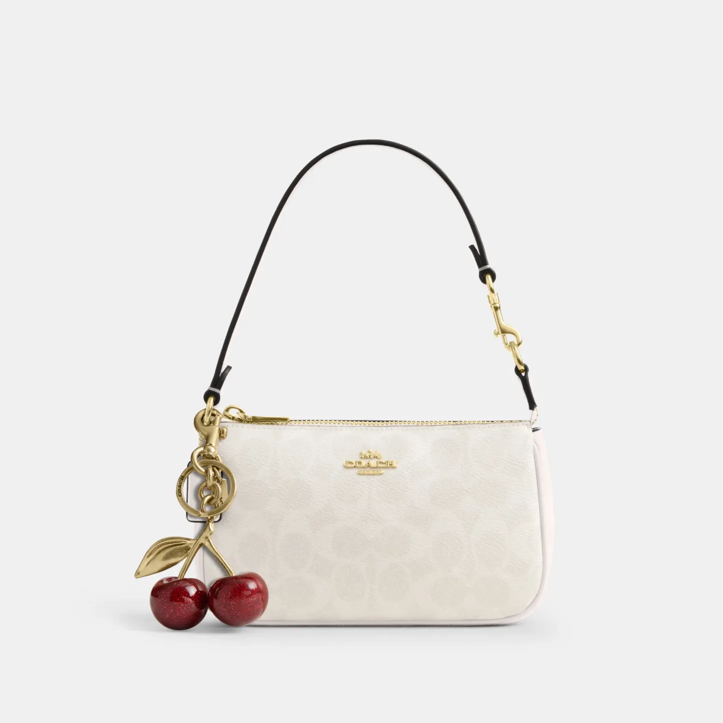 COACH®,Nolita 19 In Signature Canvas,Canvas,Shoulder Bag,Metal,Casual,White,Angle View