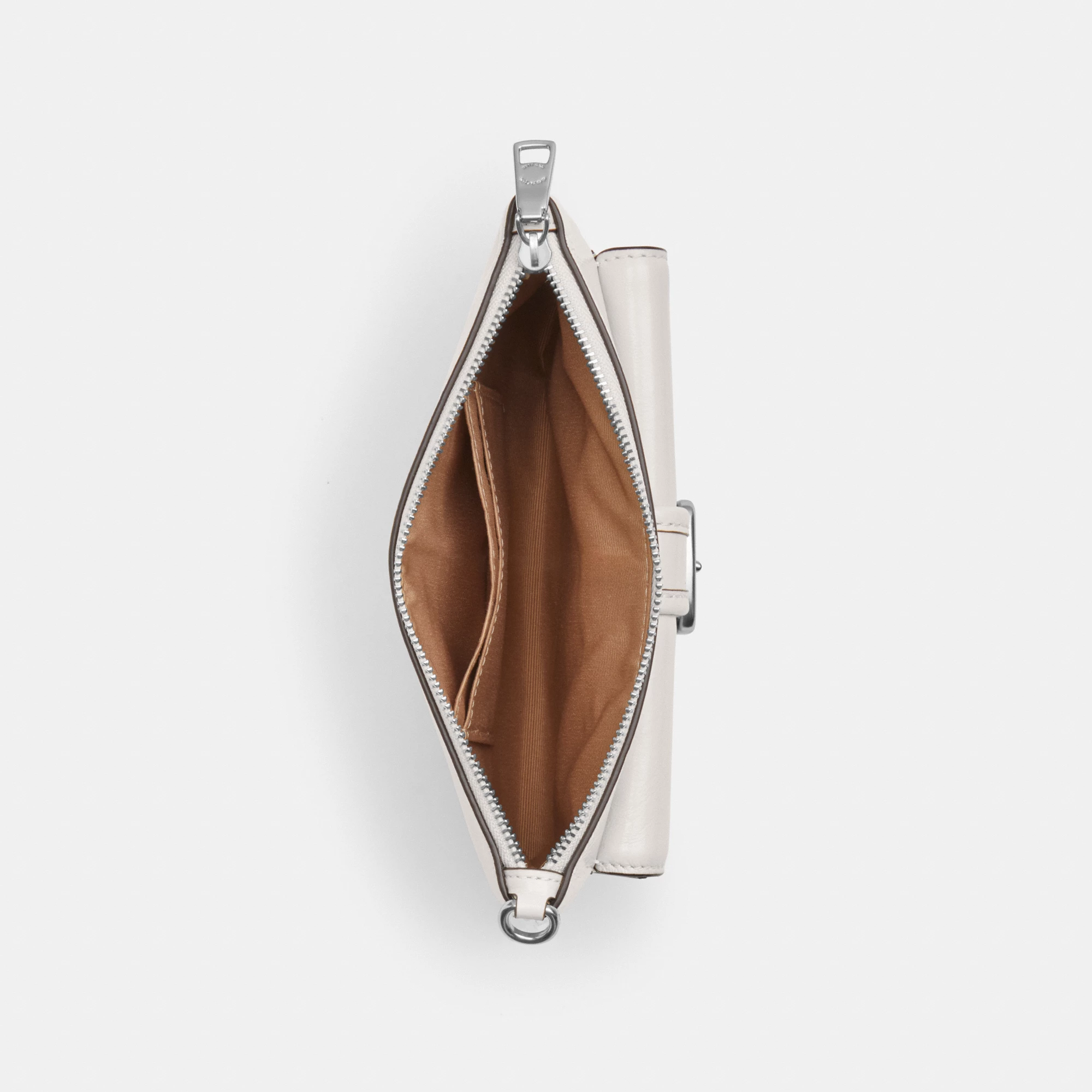 COACH®,Ashton Wristlet,Leather,Recycled Polyester,Pouch,Wristlet,Casual,White,Inside View,Top View