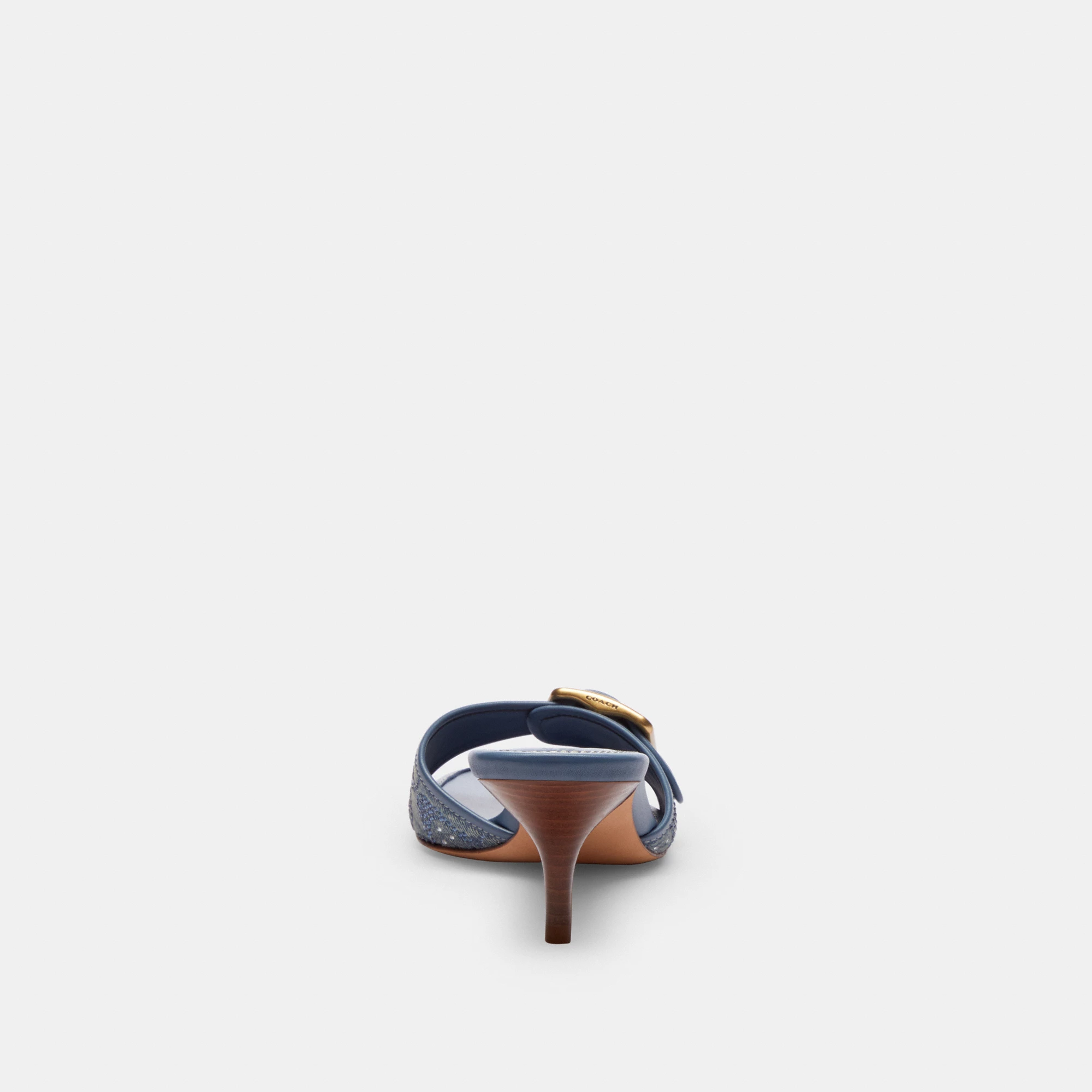 COACH®,Margot Sandal In Crystal Signature Denim,Leather,Denim,Cotton,Sandals,Fabric,Crystal,Embellished,Metal,Sustainable,...,Blue,Alternate View