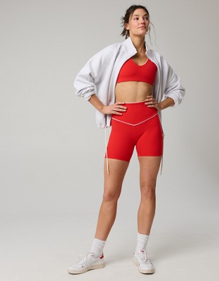 OFFLINE By Aerie Real Me XTRA High Waisted 5" Rib Piping Bike Short - Bright Red