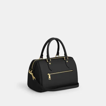 COACH®,Rowan Satchel Bag,Satchel,Logo,Casual,Work,Black,Angle View