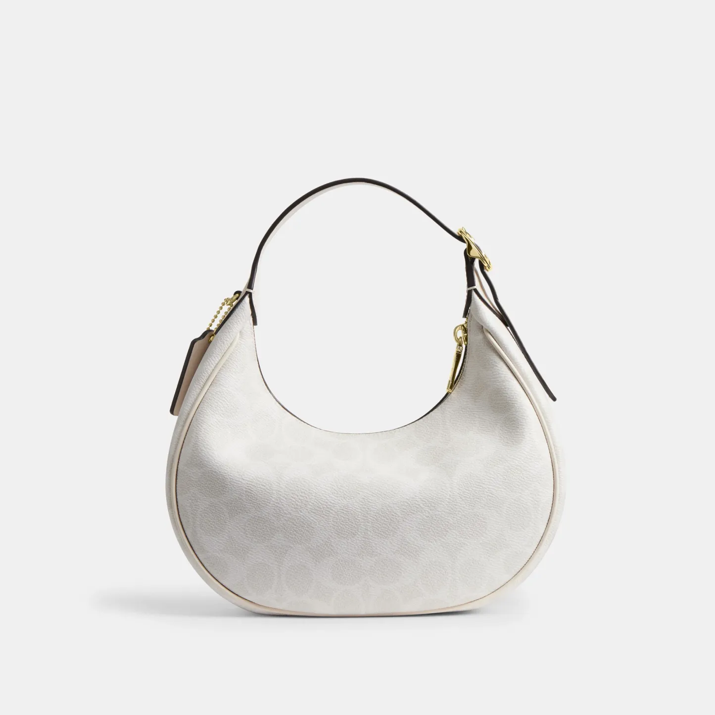 COACH®,Emily Shoulder Bag In Signature Canvas,Leather,Recycled Polyester,Canvas,Shoulder Bag,Metal,Pendant,Piping,Logo,Sus...,White,Back View