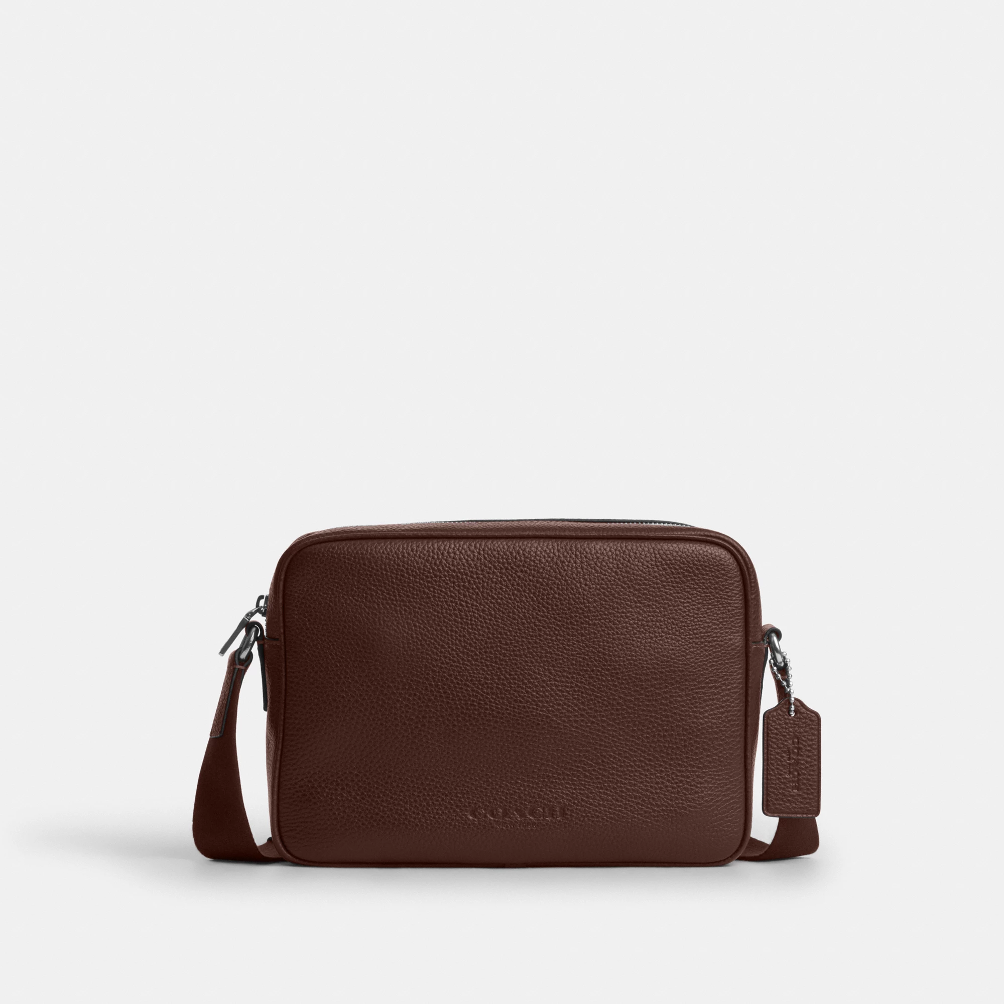 COACH®,Colton Crossbody Bag 25,Recycled Polyester,Leather,Crossbody,Adjustable,Silver Metal,Casual,Brown,Front View