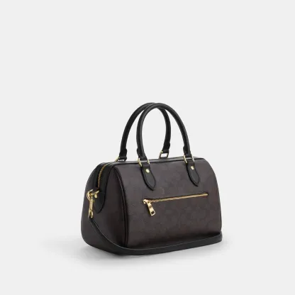 COACH®,Rowan Satchel Bag In Signature Canvas,Satchel,Piping,Casual,Work,Gray,Angle View
