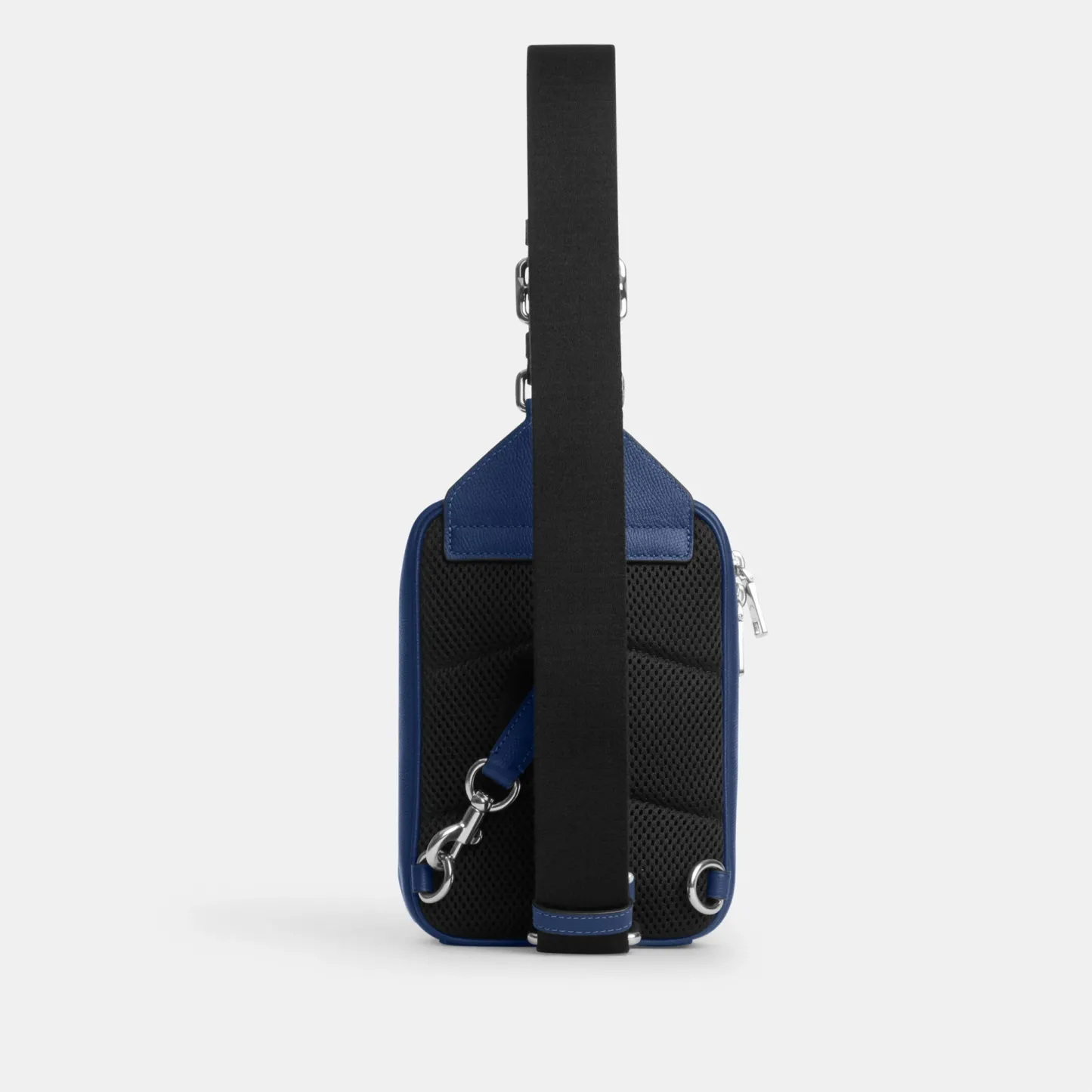 COACH®,Ray Pack,Recycled Polyester,Leather,Crossbody,Slingback,Metal Material,Logo,Adjustable,Silver Metal,Casual,Blue,Back View