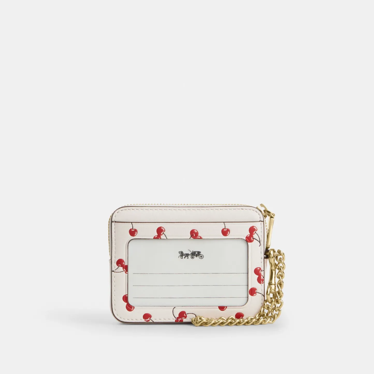 COACH®,Zip Card Case With Cherry Print,,Back View