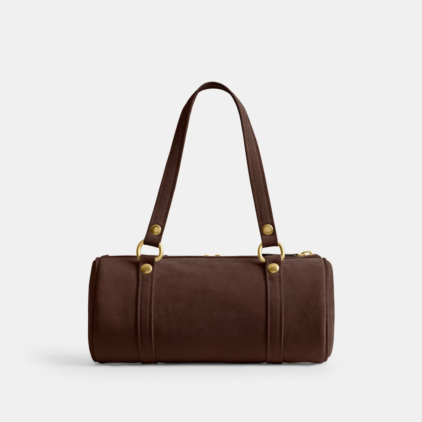 COACH®,Kisslock Barrel Bag,Lining Cotton Knit,Lining Cotton,Suede,Barrel Bag,Pendant,Brass,Day Party,Brown,Back View
