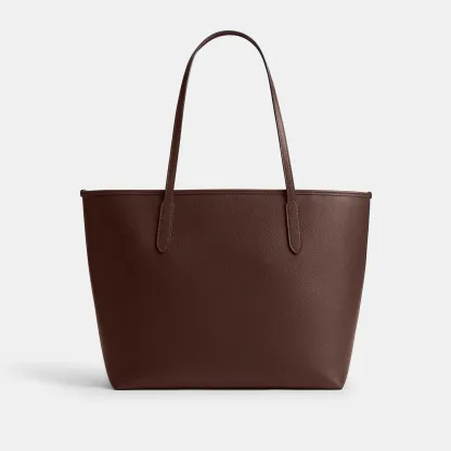 COACH®,City Tote Bag,Leather,Tote,Logo,Casual,Brown,Back View