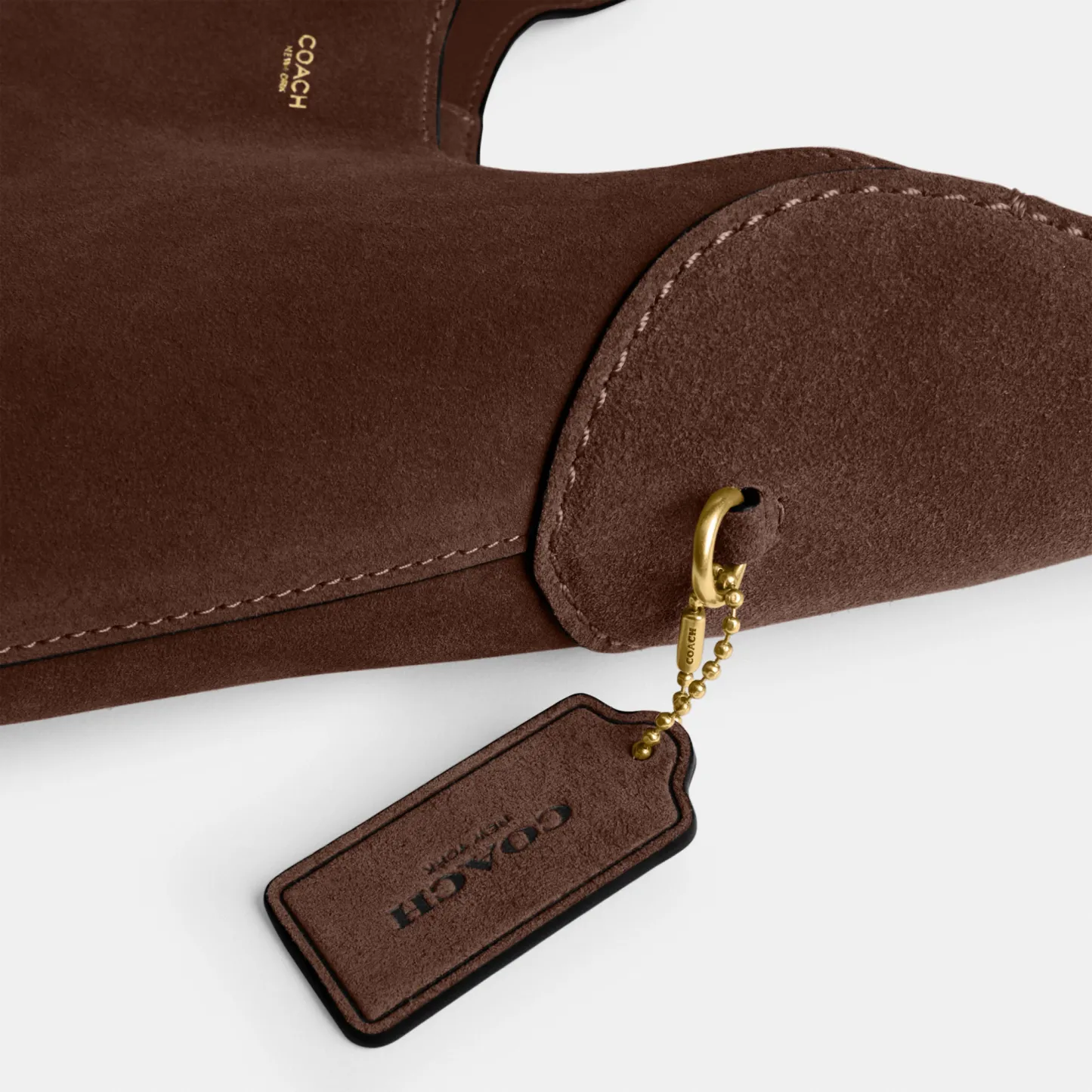 COACH®,Brooklyn Shoulder Bag 28,Suede,Leather,Hobo,Logo,Casual,Brown,Closer View