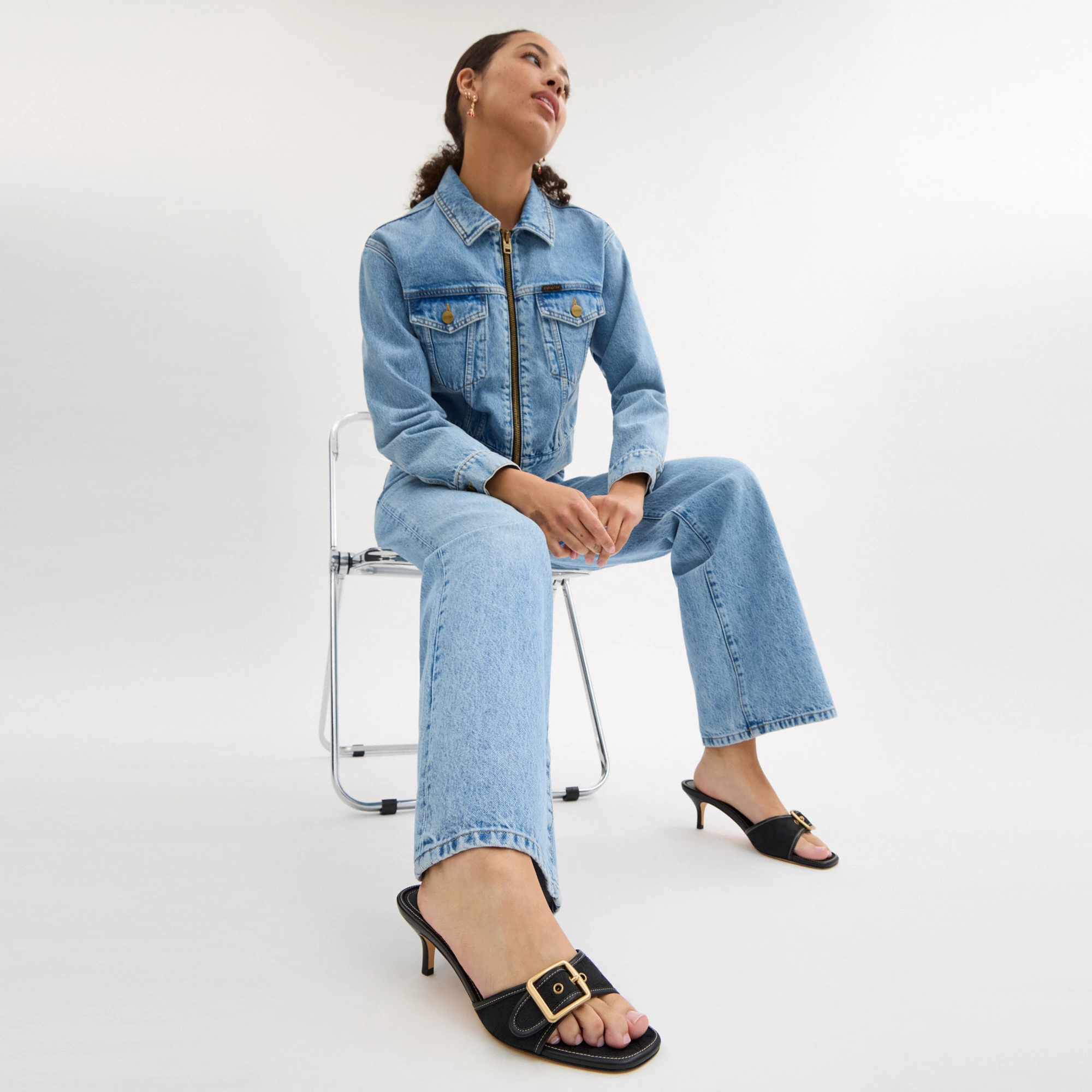COACH®,Margot Sandal In Signature Jacquard,Recycled Cotton,Recycled Polyester,Leather,Slides,Fabric,Piping,Logo,Sustainabl...,Black,Detail View