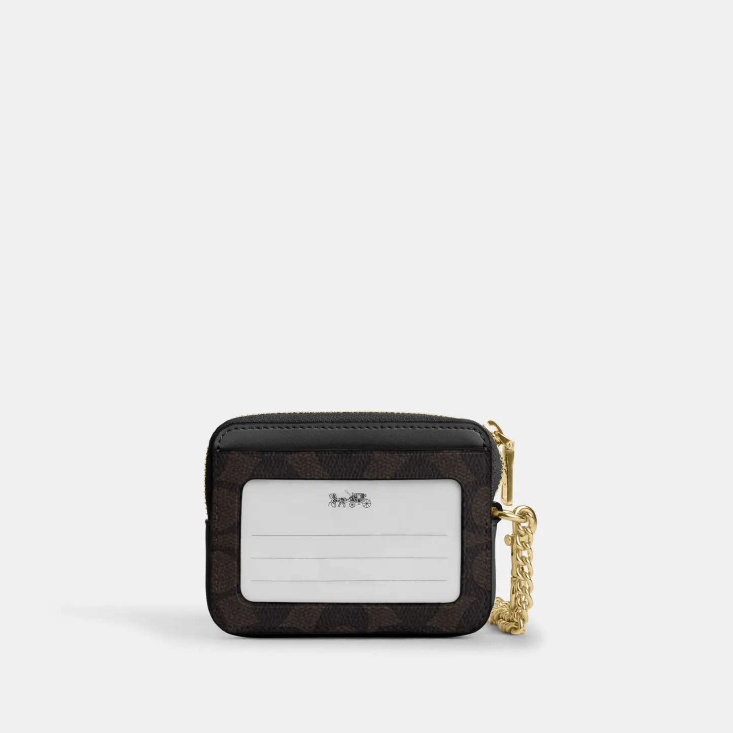 COACH®,Zip Card Case In Signature Canvas,Card Case,Color Block,Sustainable,Casual,Black,Back View