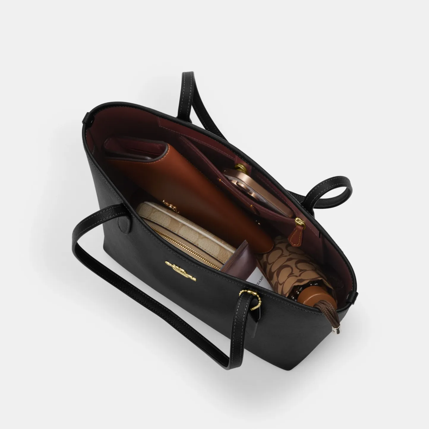 COACH®,Medium City Tote Bag,Black,Inside View,Top View