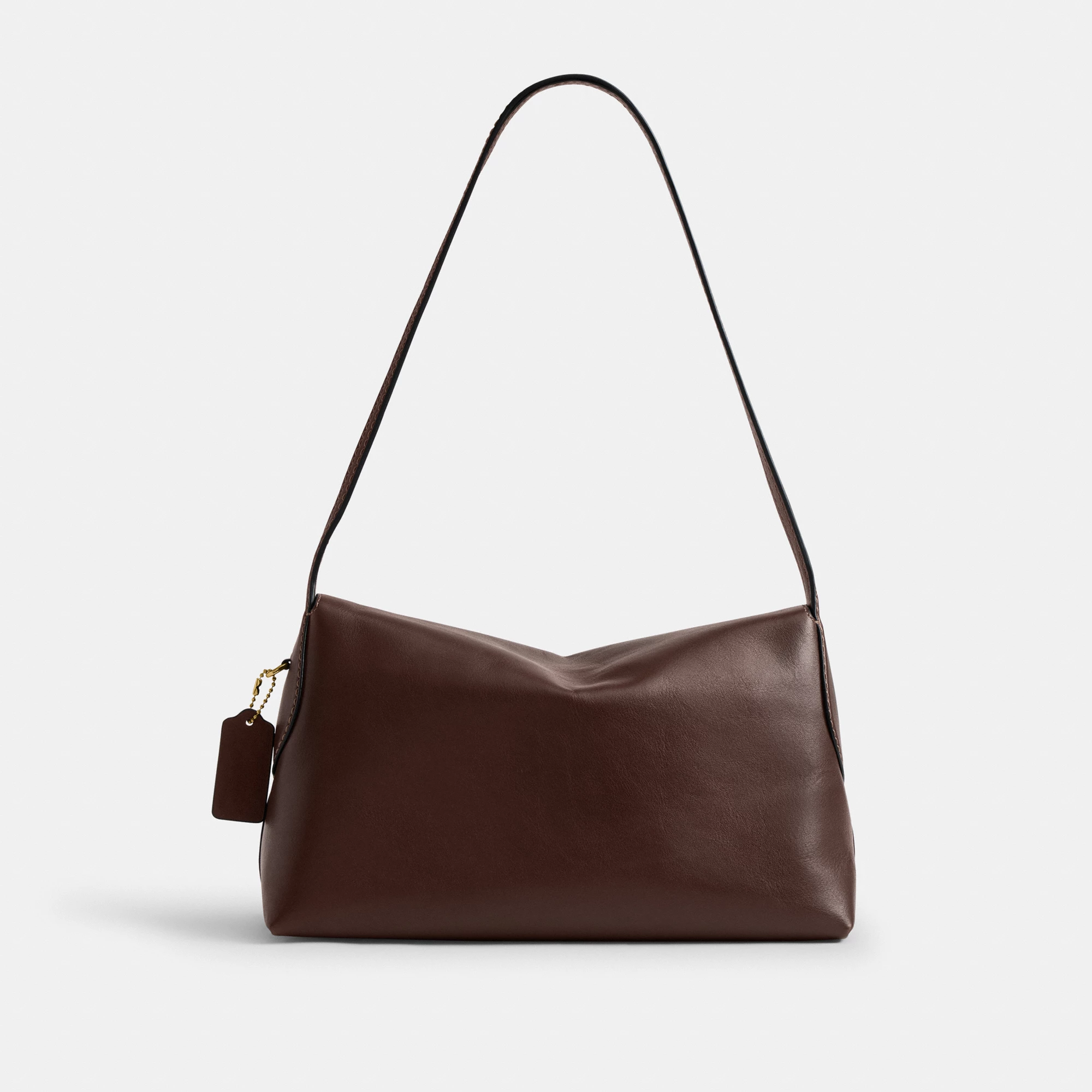 COACH®,Chelsea Shoulder Bag 30,Suede,Leather,Shoulder Bag,3D Embellishment,Metal,Pendant,Lined,Brass,Casual,Brown,Back View