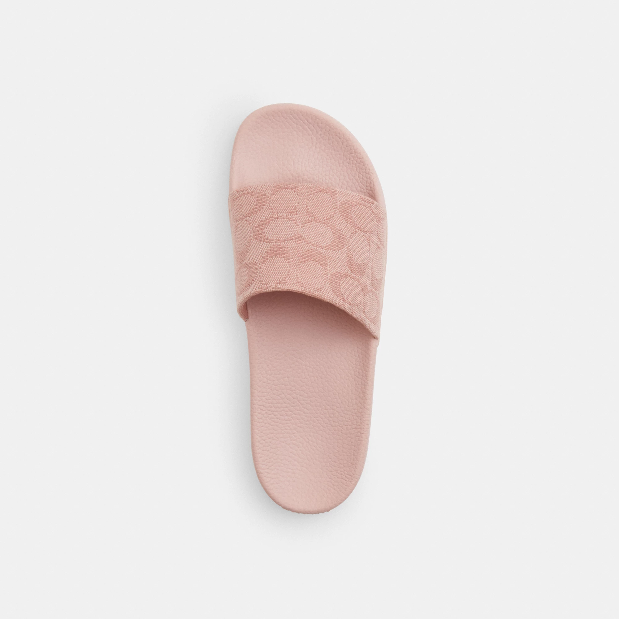 COACH®,Udele Sport Slide In Signature Jacquard Canvas,Rubber,EVA,Canvas,Slides,Fabric,Logo,Pull Tab,Casual,Blush,Inside View,Top View