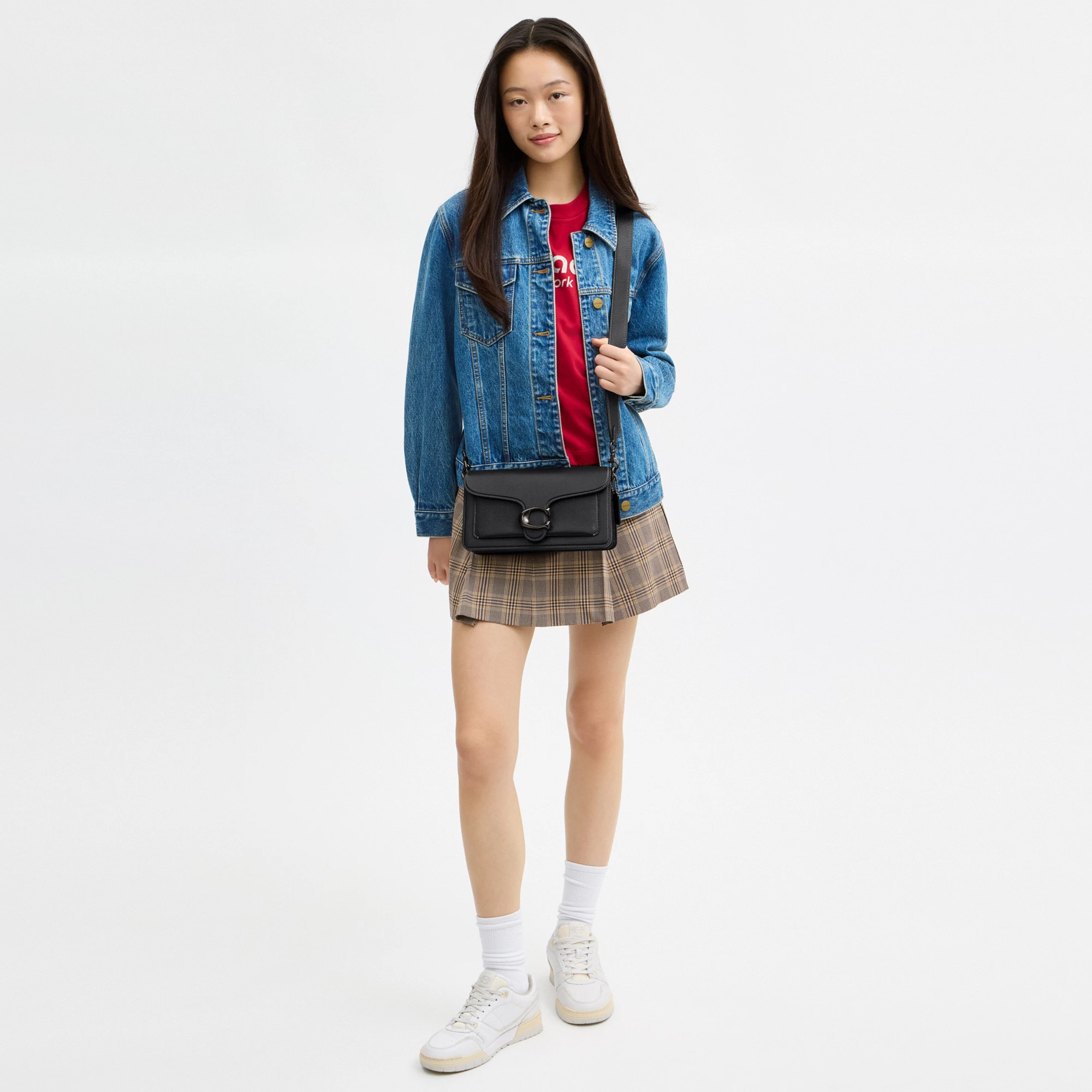 COACH®,Tabby Shoulder Bag 26,Leather,Shoulder Bag,Crossbody,Logo,Gusset,Gold Metal,Casual,Black