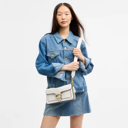 COACH®,Tabby Shoulder Bag 26,Leather,Shoulder Bag,Logo,Metal,Compact,Brass,Casual,White,Detail View