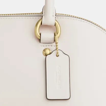 COACH®,Lara Satchel Bag,Recycled Polyester,Satchel,Logo,Metal,Casual,Cream,Closer View