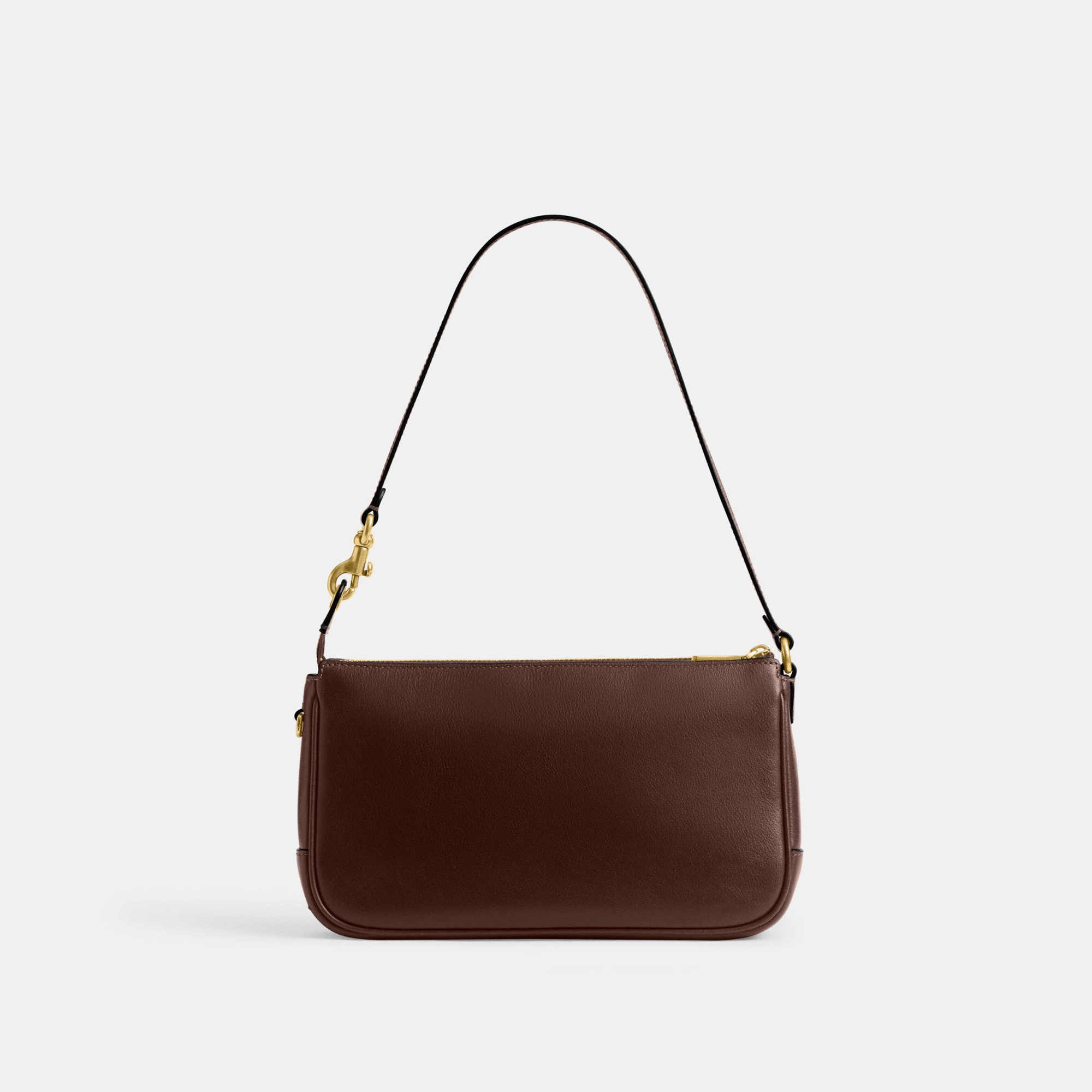 COACH®,Plaza Bag,Fabric,Leather,Shoulder Bag,Logo,Compact,Lined,Gold Metal,Casual,Brown,Back View