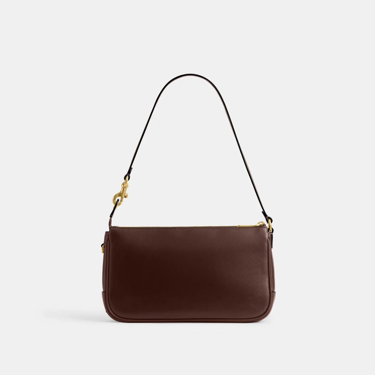 COACH®,Plaza Bag,Fabric,Leather,Shoulder Bag,Logo,Compact,Lined,Gold Metal,Casual,Brown,Back View