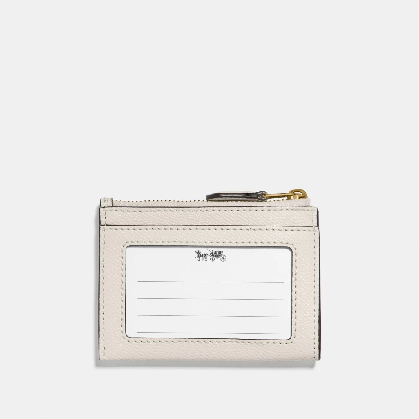 COACH®,Mini Skinny Id Case,Leather,Coin,Card Case,Key Ring,Gold Metal,Casual,Cream,Back View