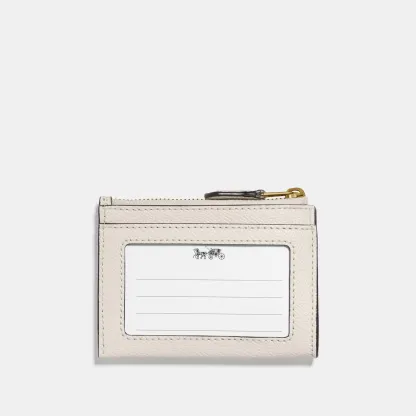 COACH®,Mini Skinny Id Case,Leather,Coin,Card Case,Key Ring,Gold Metal,Casual,Cream,Back View