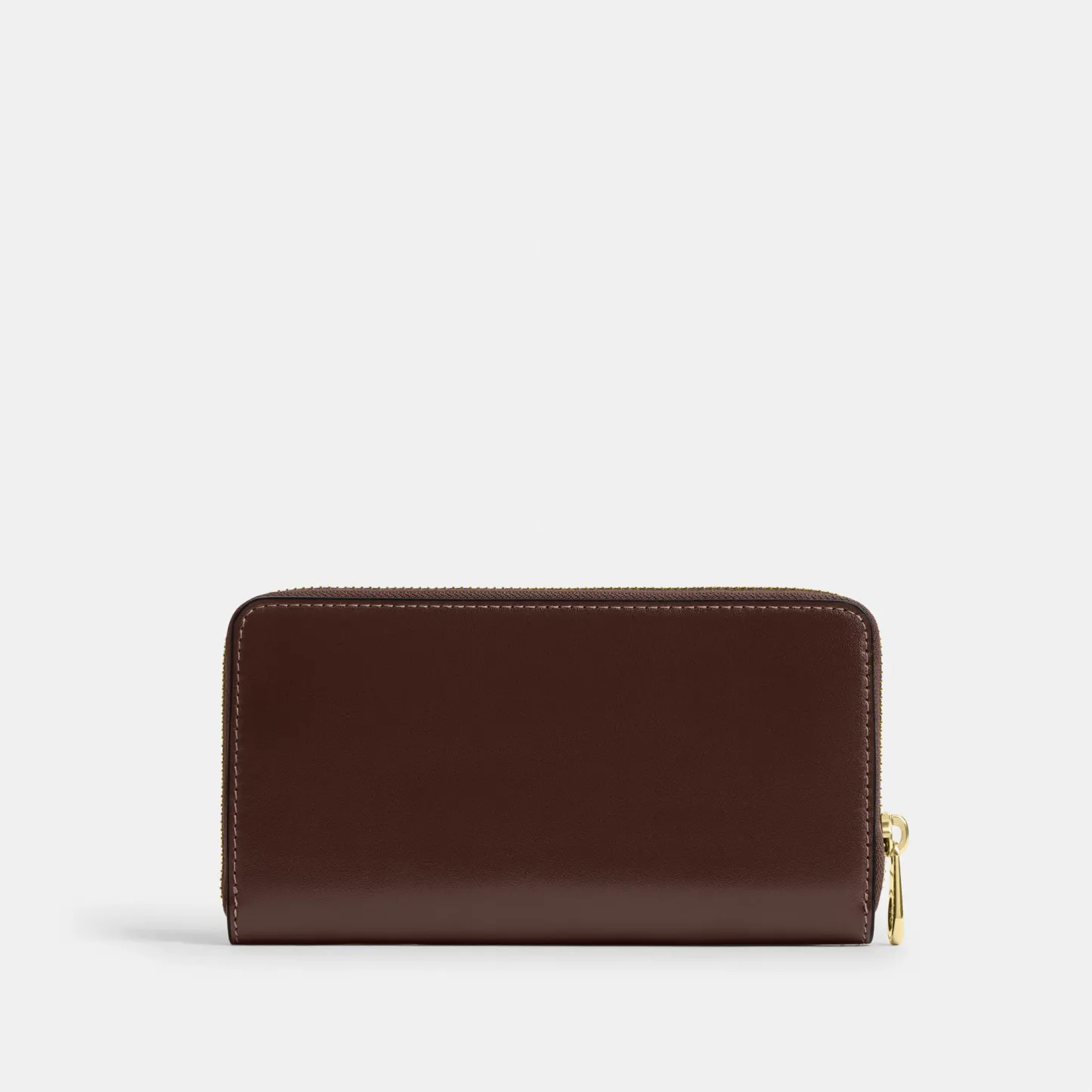 COACH®,Long Zip Around Wallet,Leather,Wristlet,Continental,Logo,Metal,Casual,Brown,Back View
