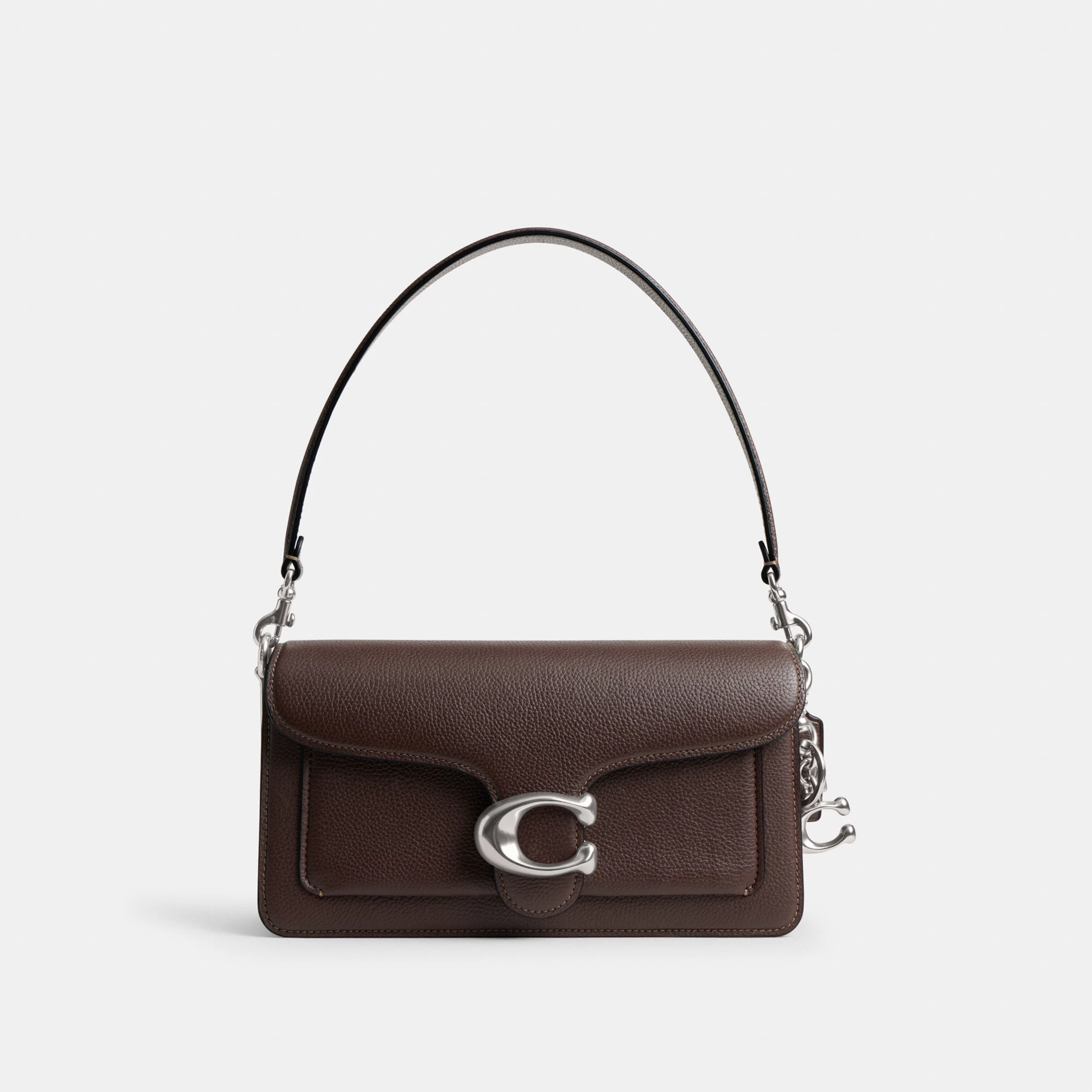 COACH®,Signature Bag Charm,Bag Charm,Metal Material,Logo,Embossed,Key Ring,Mixed Metal,Day Party,Silver,Angle View