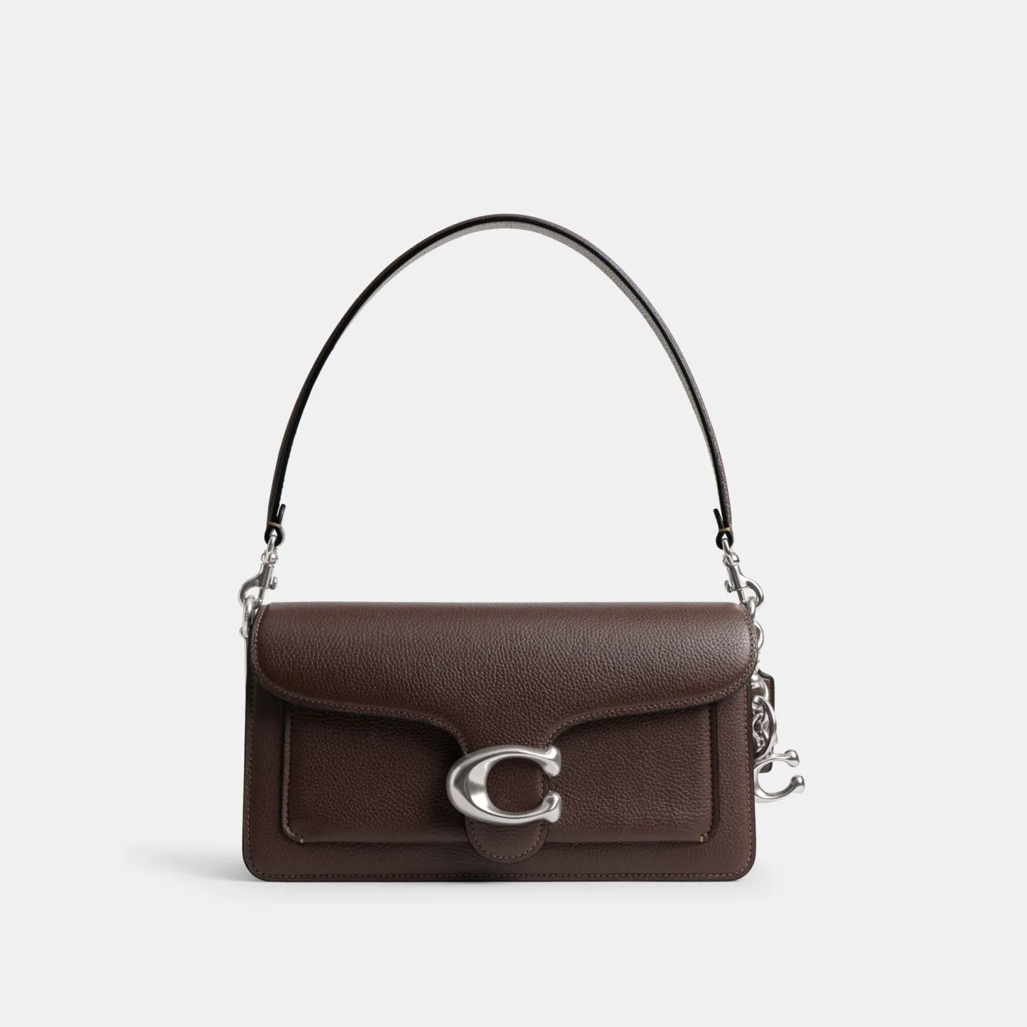 COACH®,Signature Bag Charm,Bag Charm,Metal Material,Logo,Embossed,Key Ring,Mixed Metal,Day Party,Silver,Angle View