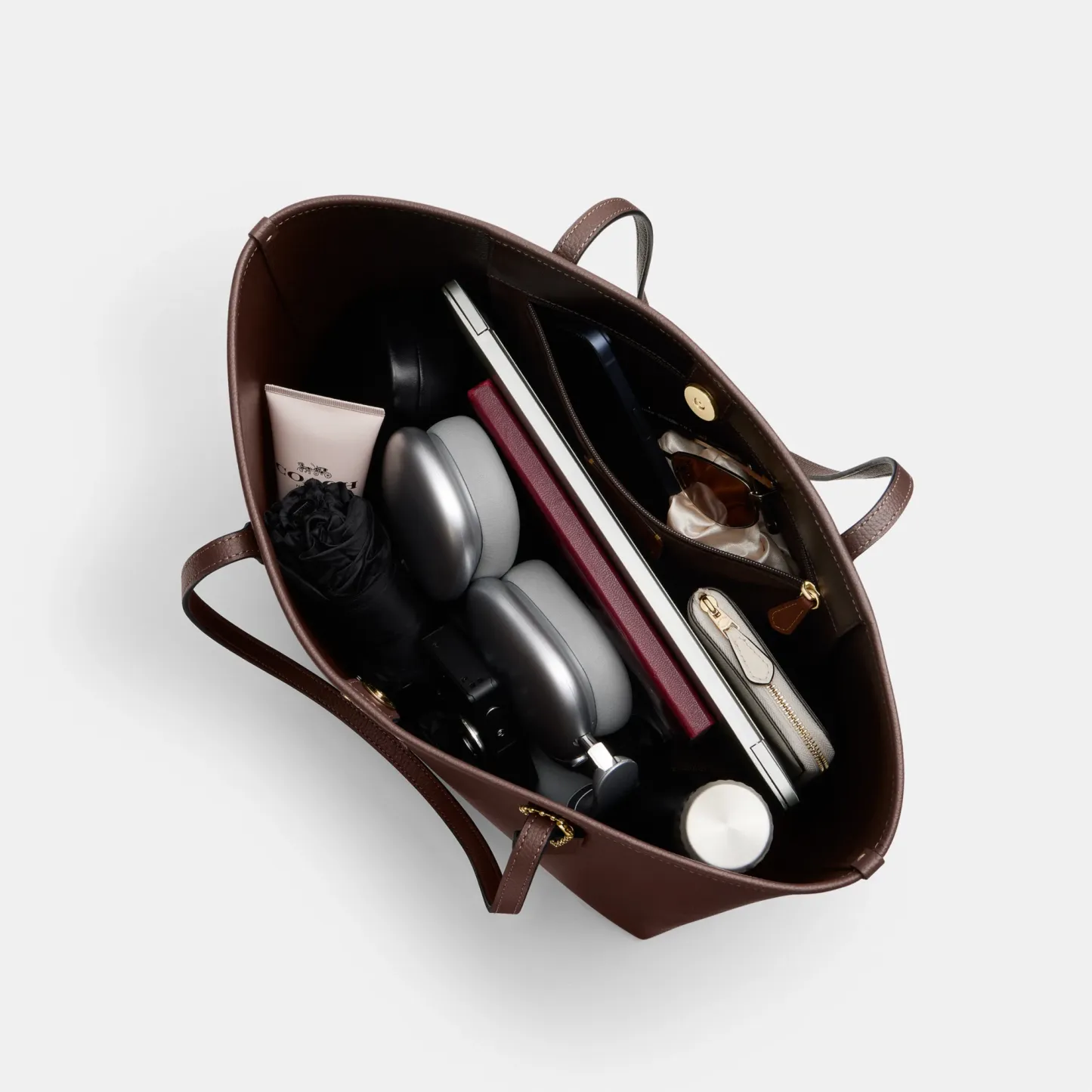 COACH®,City Tote Bag,Leather,Tote,Logo,Casual,Brown,Inside View,Top View