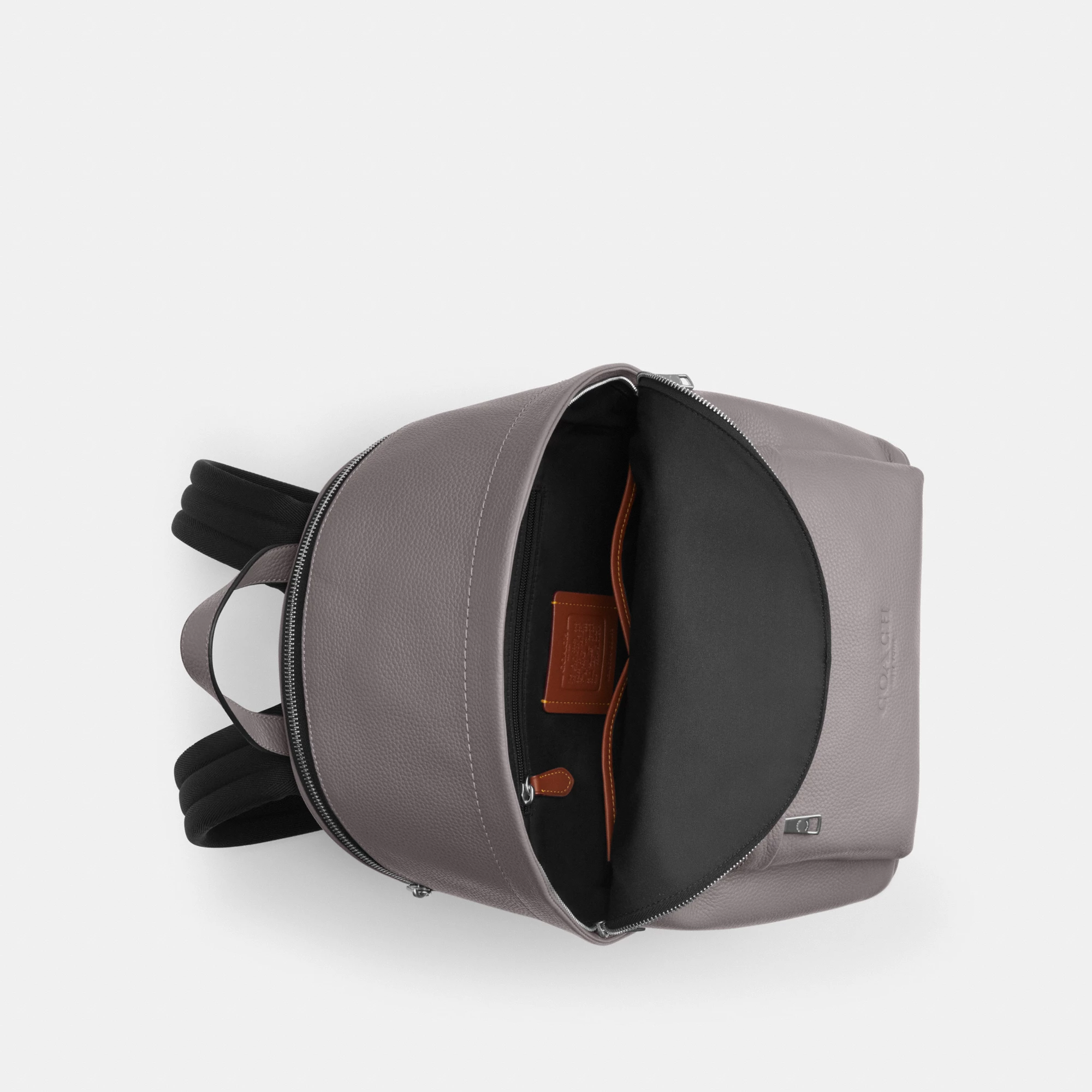 COACH®,Taylor Backpack,Polyester,Recycled Polyester,Leather,Backpack,Lined,Sustainable,Suitcase Sleeve,Casual,Gray,Inside View,Top View