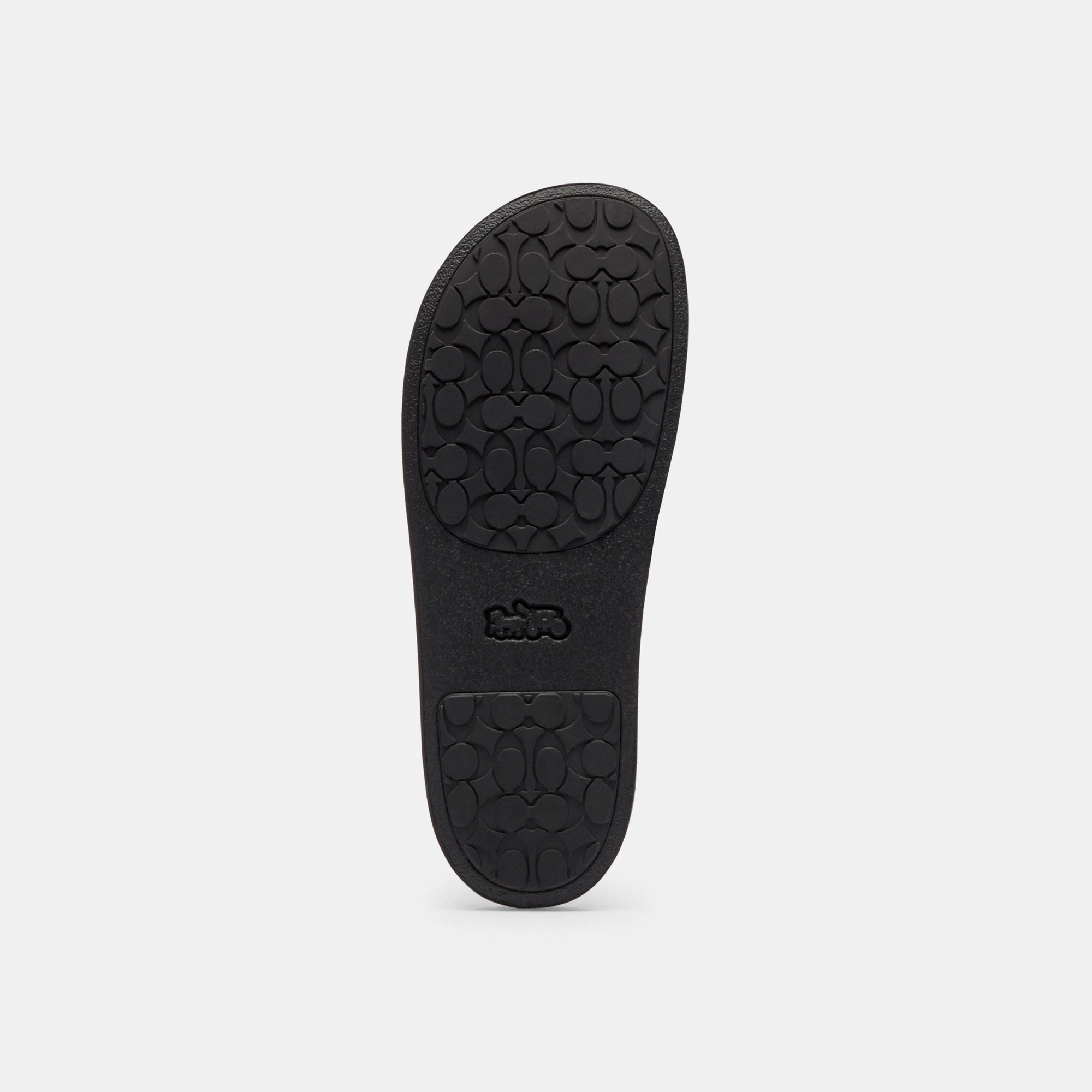 COACH®,Udele Sport Slide In Signature Canvas,Canvas,Rubber,EVA,Slides,Logo,Pull Tab,Cushioned Outsole,Casual,Brown,Outsole View