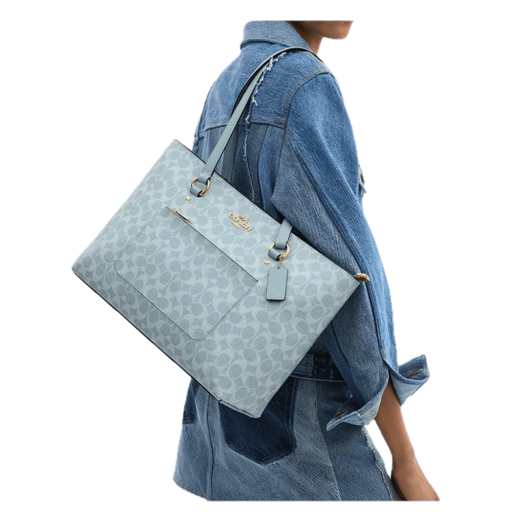Coach Women's Station Tote Bag In Signature Canvas - IM/Light Blue Signature - view 2